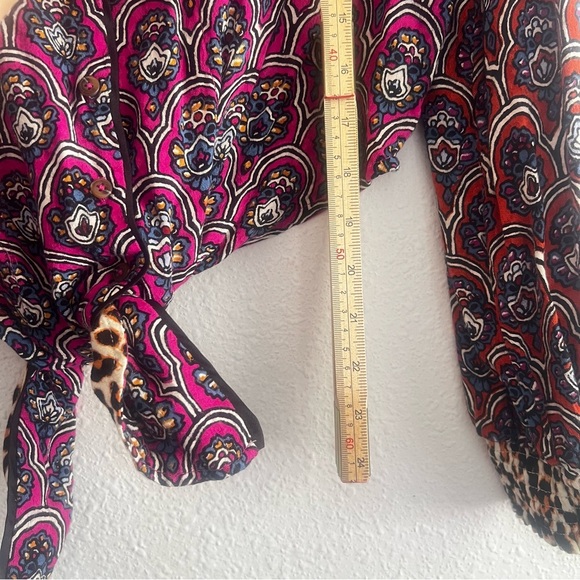 Anthropologie Mix Print Front Tied Button down Boho Size M - Picture 5 of 10